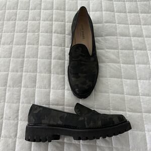 Jon Josef Shoes Womens 40 US 9 Black Green Camo Loafer Chunky Lug Sole Slip On